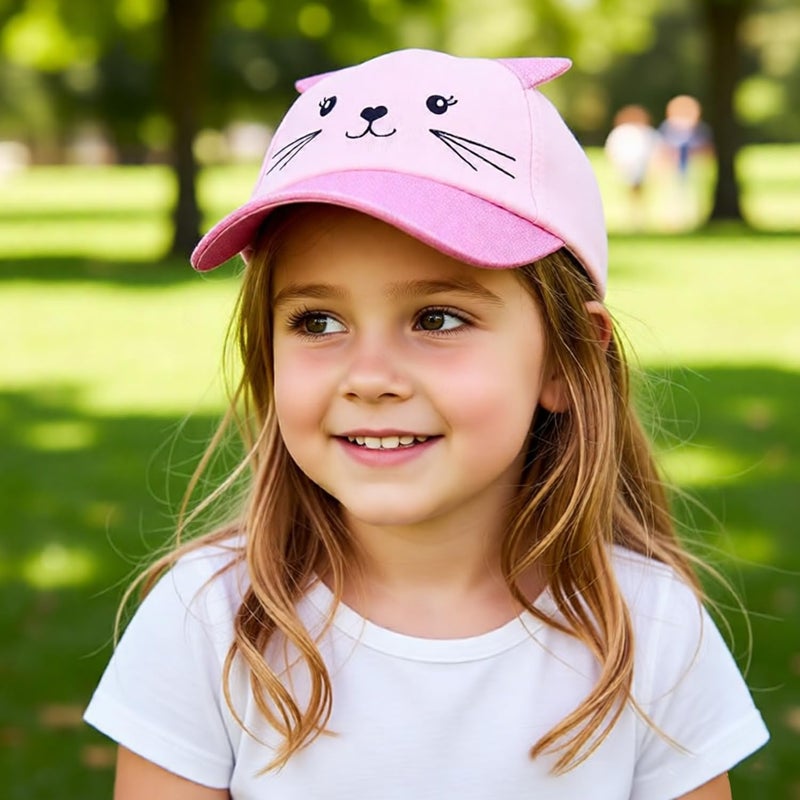 Dot Kids Cat Ear Baseball Cap Girls Cute Kitty Adjustable Snapback Trucker Hat for Summer Sport Travel Hiking 2-15Y - Image 1